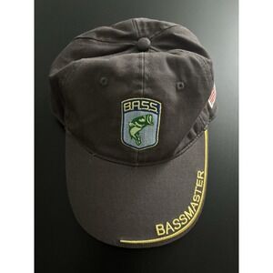 Bassmaster Bass Logo Fishing Hat Gray USA Flag Patch OSFM Strapback